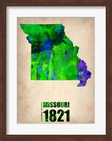 Framed Missouri Watercolor Map