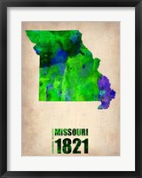 Framed Missouri Watercolor Map