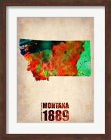 Framed Montana Watercolor Map