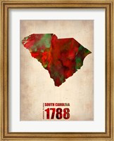 Framed South Carolina Watercolor Map