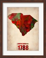 Framed South Carolina Watercolor Map