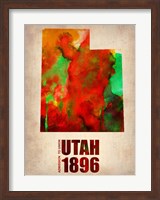 Framed Utah Watercolor Map