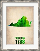 Framed Virginia Watercolor Map