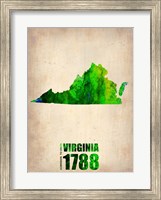 Framed Virginia Watercolor Map