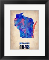 Framed Wisconsin Watercolor Map