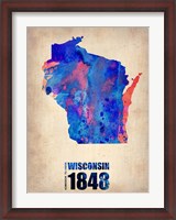 Framed Wisconsin Watercolor Map