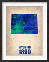 Framed Wyoming Watercolor Map