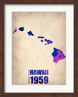 Framed Hawaii Watercolor Map