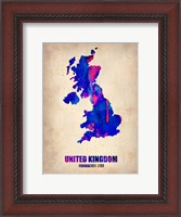 Framed United Kingdom Watercolor Map