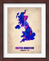 Framed United Kingdom Watercolor Map