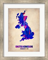 Framed United Kingdom Watercolor Map