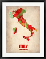 Framed Italy Watercolor Map
