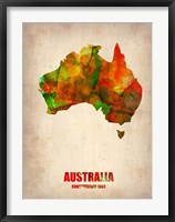Framed Australia Watercolor Map