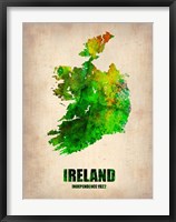 Framed Ireland Watercolor Map