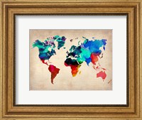 Framed World Watercolor Map 1
