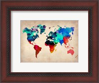 Framed World Watercolor Map 1