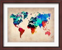 Framed World Watercolor Map 1