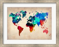 Framed World Watercolor Map 1