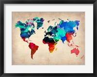 Framed World Watercolor Map 1