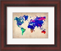 Framed World Watercolor Map 2