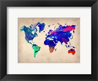 Framed World Watercolor Map 2