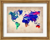 Framed World Watercolor Map 2