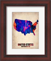 Framed USA Watercolor Map 1
