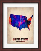 Framed USA Watercolor Map 1