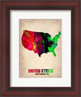 Framed USA Watercolor Map 2