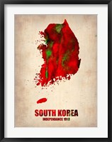 Framed South Korea Watercolor Map