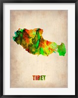 Framed Tibet Watercolor Map
