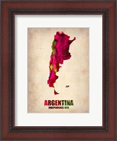 Framed Argentina Watercolor Map