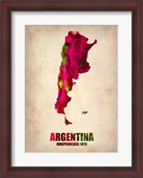 Framed Argentina Watercolor Map