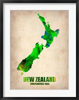 Framed New Zealand Watercolor Map