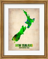 Framed New Zealand Watercolor Map