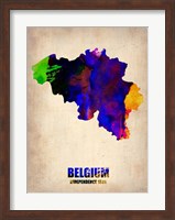 Framed Belgium Watercolor Map