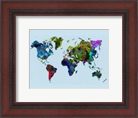 Framed World Watercolor Map 3