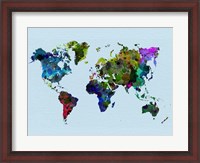 Framed World Watercolor Map 3