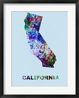 Framed California Color Splatter Map