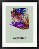 Framed Arizona Color Splatter Map