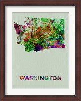 Framed Washington Color Splatter Map