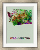 Framed Washington Color Splatter Map
