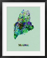 Framed Maine Color Splatter Map