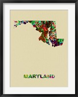Framed Maryland Color Splatter Map