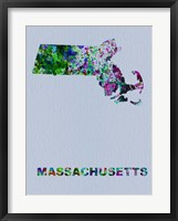 Framed Massachusetts Color Splatter Map