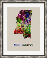 Framed Mississippi Color Splatter Map