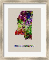 Framed Mississippi Color Splatter Map