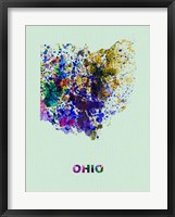 Framed Ohio Color Splatter Map