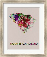 Framed South Carolina Color Splatter Map