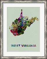 Framed West Virginia Color Splatter Map